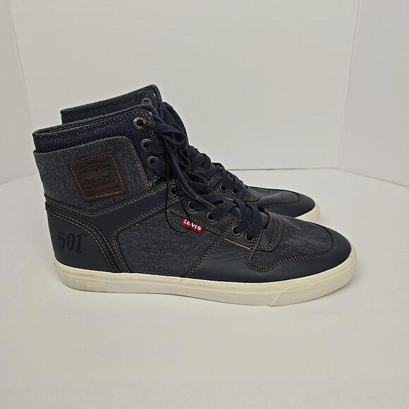 Levis Mason 501 Hi Athletic Sports Sneakers Mens 10 Shoes Navy Jeans